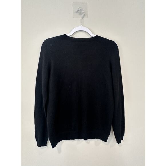 NWT Bloomingdales 100% cashmere Leather front crewneck sweater Size Medium - Picture 2 of 7